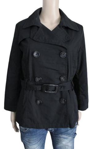 H&M szép fazonú, saját öves, roll-up ujjú átmeneti kabát, UK16/44-es