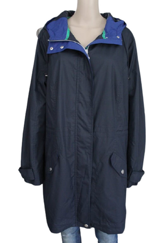 Ulla Popken vízlepergetős anyagú, navy kék, derékban szűkíthető átmeneti dzseki, UK20-22-es (48/50-es)