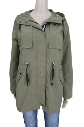Peacocks vízlepergetős anyagú, khaki színű, derékban szűkíthető átmeneti kabát, UK10/38-as