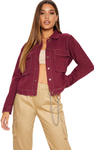 Prettylittlething rövid fazonú, vékony, burgundy színű átmeneti kabát, UK14/42-es