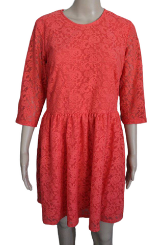George korall színű, gyönyörű csipke ruha, alkalomra is, UK14/42-es
