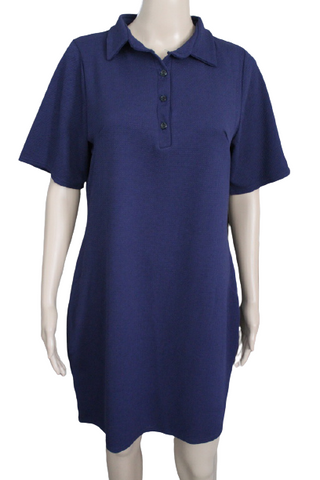 Select rugalmas anyagú, navy kék piké ruha, UK16/44-es