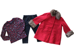 Marks&Spencer csini kabát, TU virágmintás felső és Nutmeg jeggings, 18-24 hó